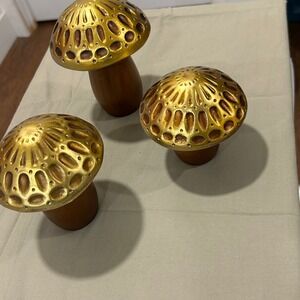 Wood and Metal 3 pc mushrooms
